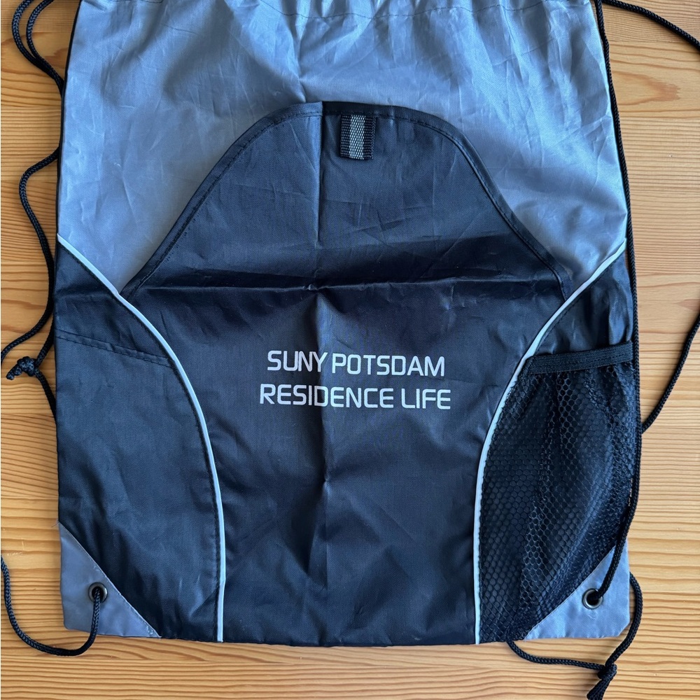 Black and Gray Drawstring Bag